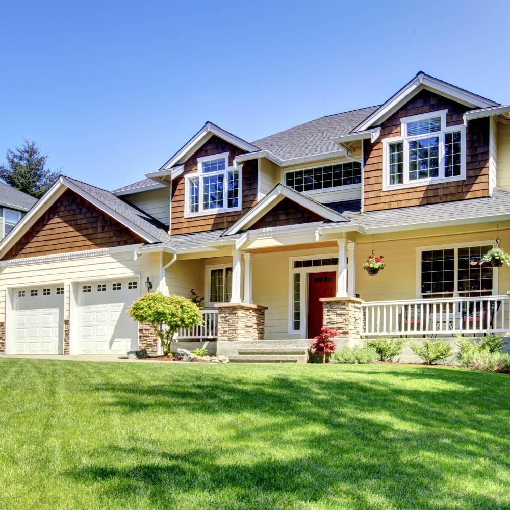 Front of a two story contemporary style home.