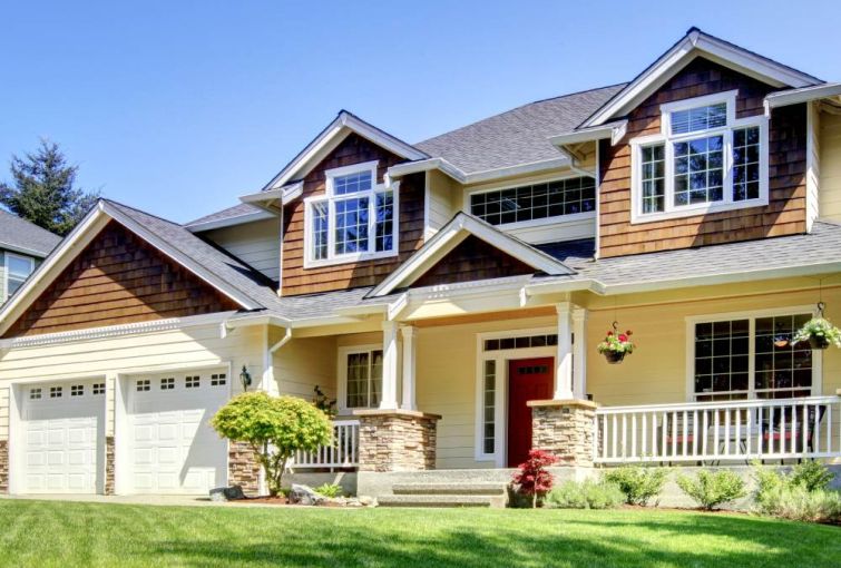 Front of a two story contemporary style home.