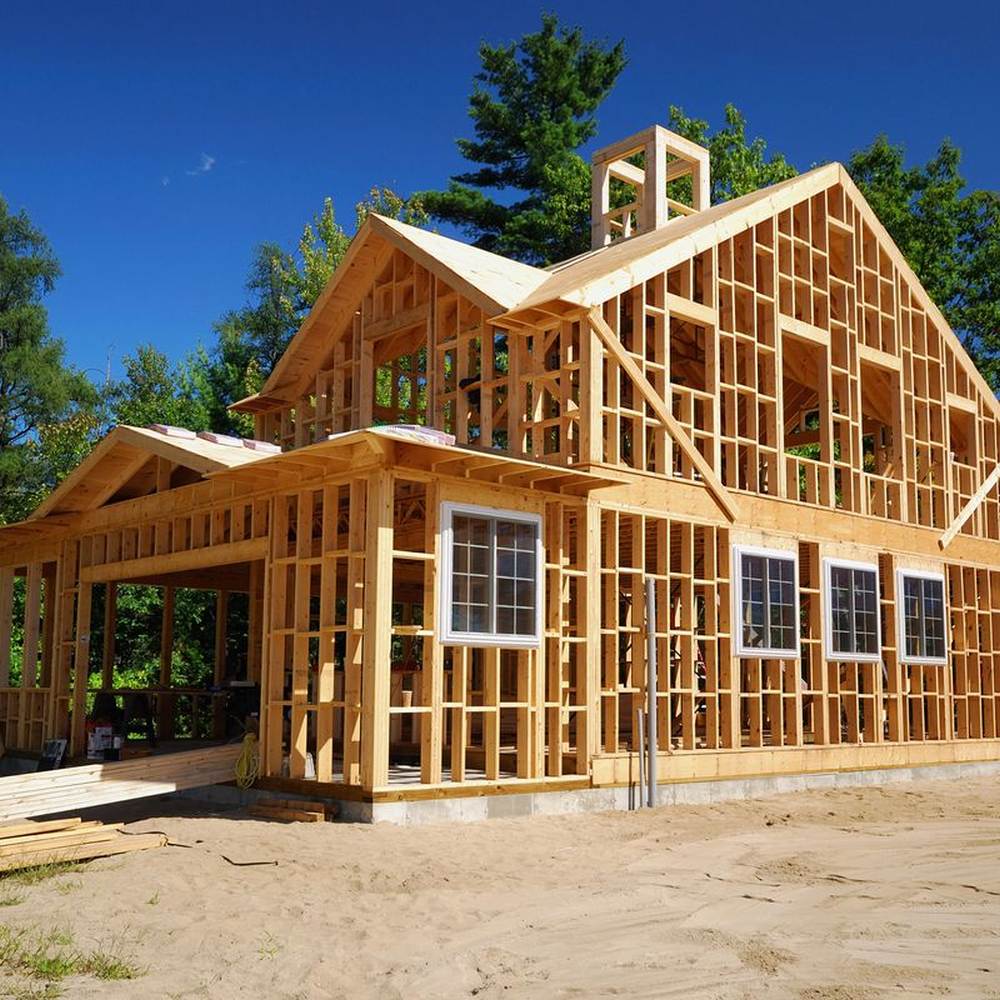 Two story home under construction.