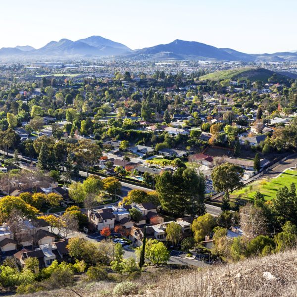 Aerial view of Oak Park neighborhood.